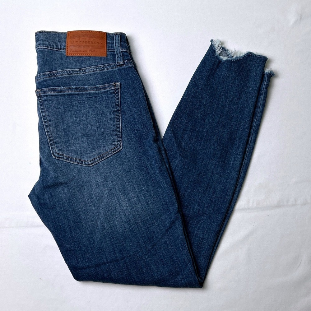 Lucky Brand Womens Ava Mid Rise Skinny Step Hem Jeans Size 6/28 Blue Stretch